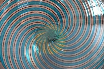 1988　イタリア　ベネチアングラス　コンポート(サラダボウル、作家物、サイン有、ムラノ、ヴェネチアンガラス)(R-052683)