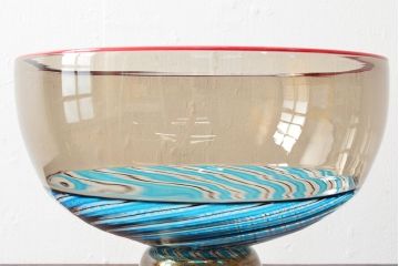 1988　イタリア　ベネチアングラス　コンポート(サラダボウル、作家物、サイン有、ムラノ、ヴェネチアンガラス)(R-052683)