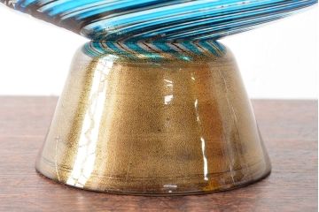 1988　イタリア　ベネチアングラス　コンポート(サラダボウル、作家物、サイン有、ムラノ、ヴェネチアンガラス)(R-052683)