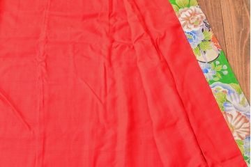 大正〜昭和初期　花模様　錦紗縮緬着物(古布、正絹)(R-052684)