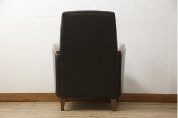 中古　超美品　AD CORE(エーディーコア)　NEO CLASSICO(ネオクラシコ)　本革とメープルの組み合わせがおしゃれなラウンジチェア(1人掛けソファ、1Pソファ、イージーチェア)(定価約27万円)(R-052688)