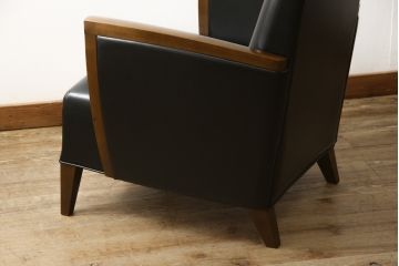 中古　超美品　AD CORE(エーディーコア)　NEO CLASSICO(ネオクラシコ)　本革とメープルの組み合わせがおしゃれなラウンジチェア(1人掛けソファ、1Pソファ、イージーチェア)(定価約27万円)(R-052688)