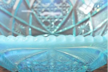 昭和レトロ　乳白縁　プレス皿など7点(レース、プレート)(R-052698)