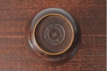 大正〜昭和初期　秋田石川班紫銅　花瓶(月雲に鳥、花器)(R-052699)