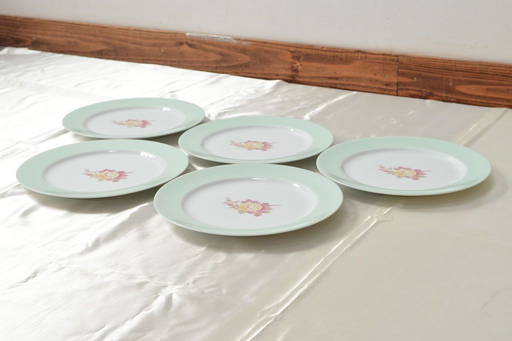 戦前　オールドノリタケ　Noritake　プレート5枚(お皿、ヤジロベー印、洋食器)(R-052700)