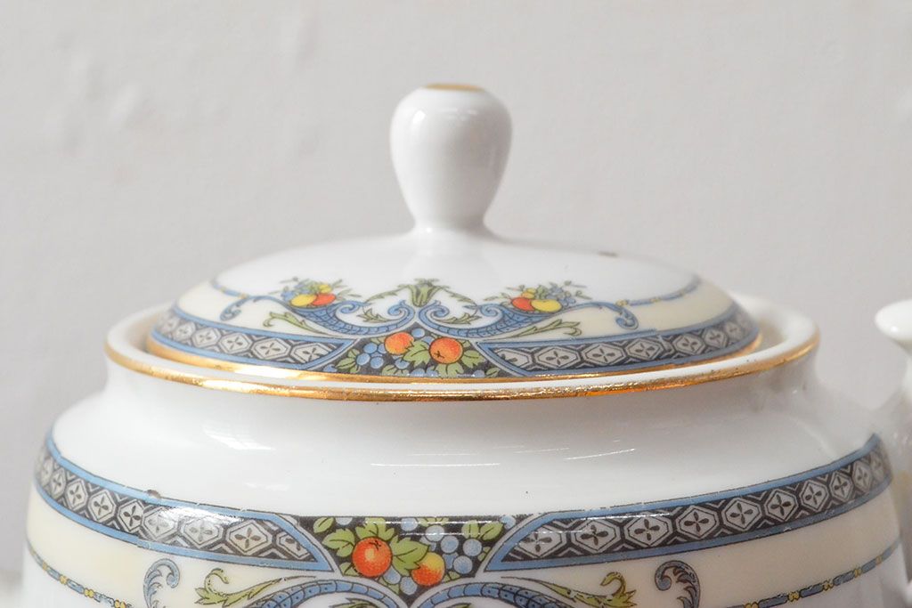 戦前　オールドノリタケ　Noritake　ティーポット・蓋物・皿など7点(ヤジロベー印、洋食器)(R-052701)