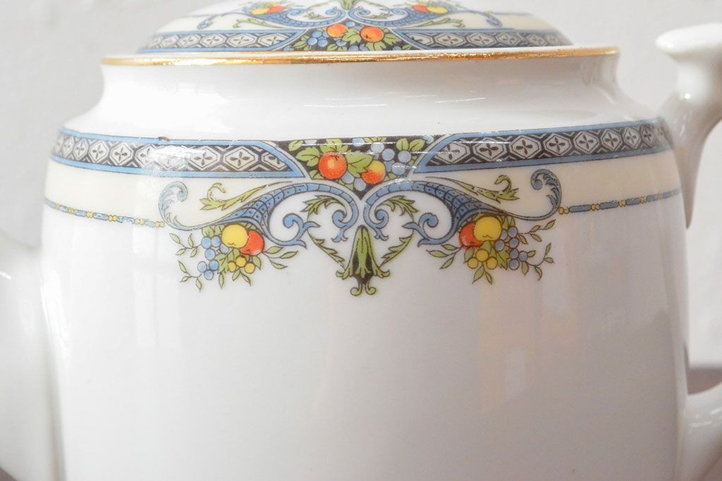 戦前　オールドノリタケ　Noritake　ティーポット・蓋物・皿など7点(ヤジロベー印、洋食器)(R-052701)