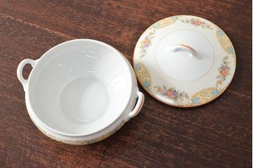 戦前　オールドノリタケ　Noritake　ティーポット・蓋物・皿など7点(ヤジロベー印、洋食器)(R-052701)