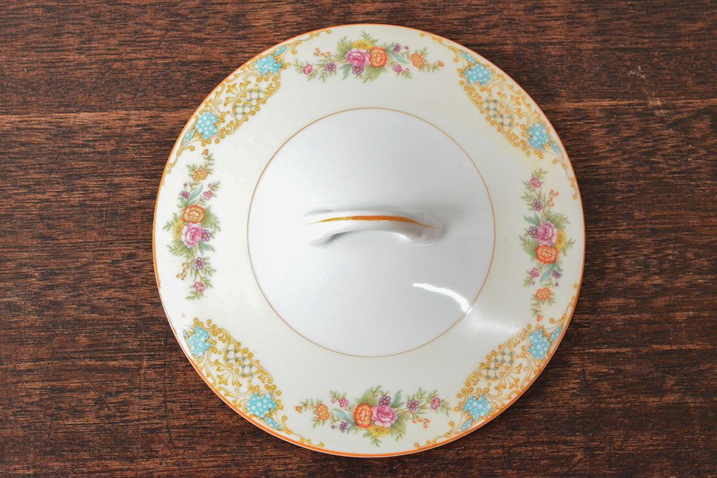 戦前　オールドノリタケ　Noritake　ティーポット・蓋物・皿など7点(ヤジロベー印、洋食器)(R-052701)