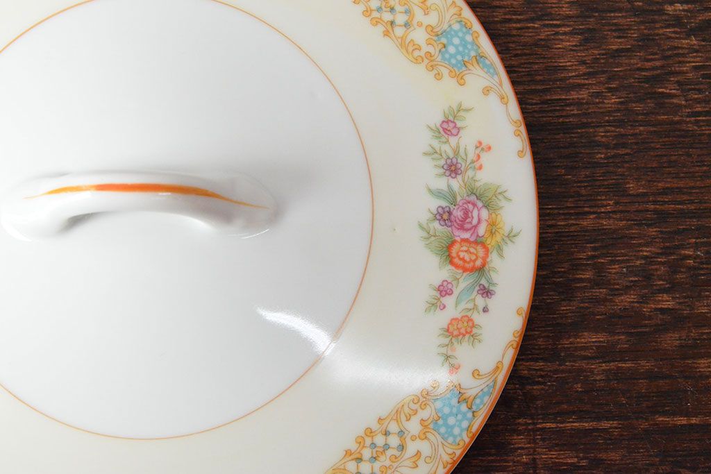 戦前　オールドノリタケ　Noritake　ティーポット・蓋物・皿など7点(ヤジロベー印、洋食器)(R-052701)