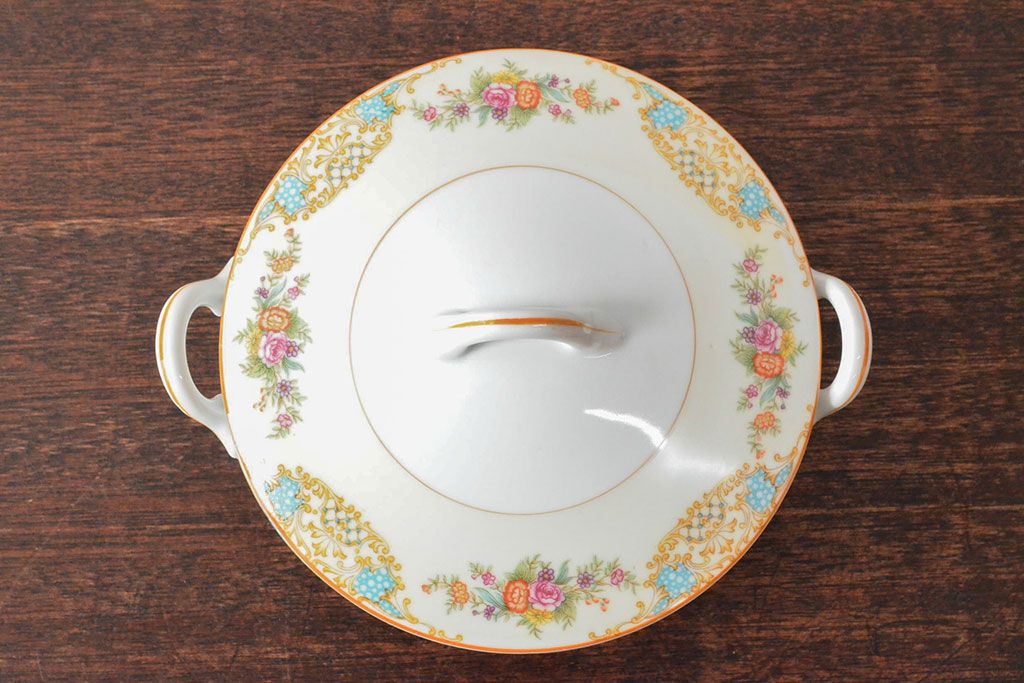 戦前　オールドノリタケ　Noritake　ティーポット・蓋物・皿など7点(ヤジロベー印、洋食器)(R-052701)
