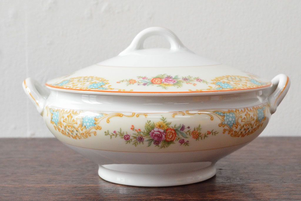 戦前　オールドノリタケ　Noritake　ティーポット・蓋物・皿など7点(ヤジロベー印、洋食器)(R-052701)