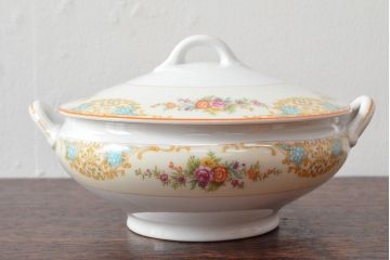 戦前　オールドノリタケ　Noritake　ティーポット・蓋物・皿など7点(ヤジロベー印、洋食器)(R-052701)