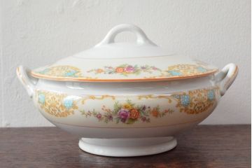 戦前　オールドノリタケ　Noritake　ティーポット・蓋物・皿など7点(ヤジロベー印、洋食器)(R-052701)