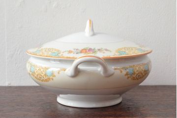 戦前　オールドノリタケ　Noritake　ティーポット・蓋物・皿など7点(ヤジロベー印、洋食器)(R-052701)