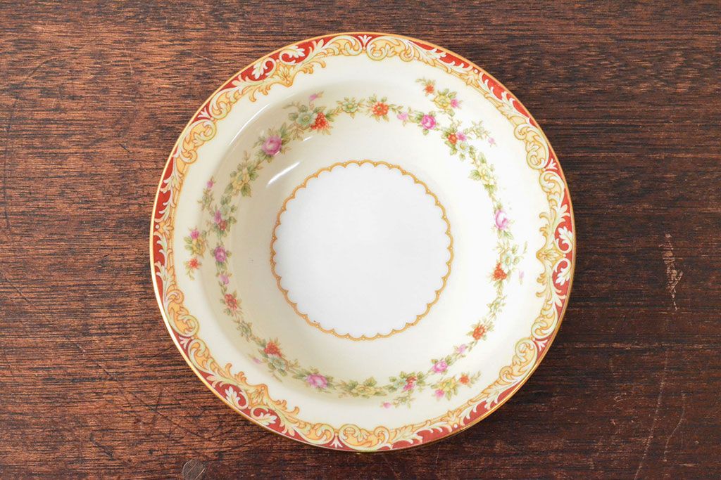 戦前　オールドノリタケ　Noritake　ティーポット・蓋物・皿など7点(ヤジロベー印、洋食器)(R-052701)