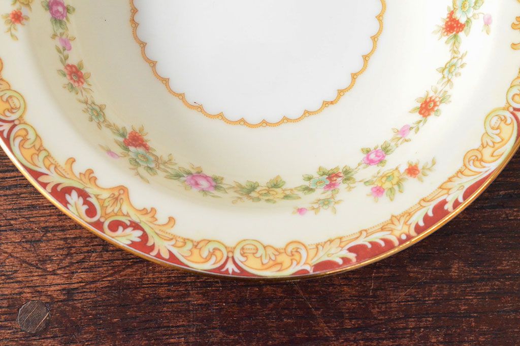 戦前　オールドノリタケ　Noritake　ティーポット・蓋物・皿など7点(ヤジロベー印、洋食器)(R-052701)