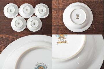 戦前　オールドノリタケ　Noritake　ティーポット・蓋物・皿など7点(ヤジロベー印、洋食器)(R-052701)