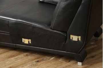中古　美品　IDC大塚家具　L/S　LUXE-01(エルエス リュクス)　重厚感のある本革3人掛けソファ(定価約63万円)(三人掛けソファ、3P)(R-052708)