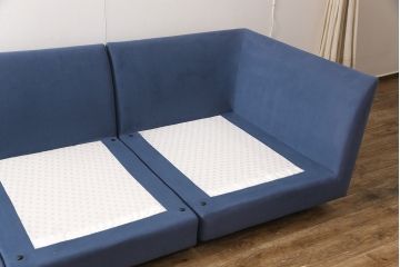 中古　arflex(アルフレックス)　A SOFA(エー・ソファ)　涼しげな色合いが爽やかさを醸し出す6人掛けソファ+クッション&オットマンセット(定価約125万円)(六人掛けソファ)(R-052710)