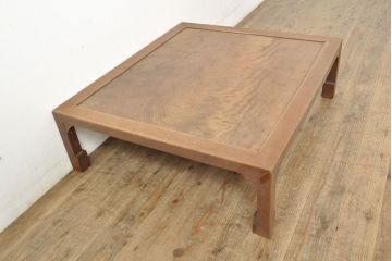 和製アンティーク　総ケヤキ材　天板一枚板　木の風合いが味わい深い座卓(ローテーブル、センターテーブル)(R-052715)