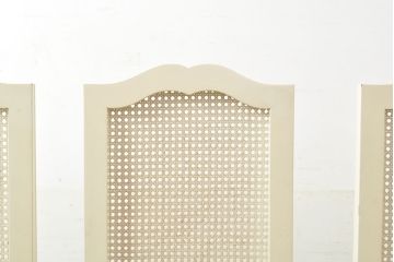 中古　フランス高級輸入家具　爽やかな色合いが美しいラタンバックチェア4脚セット(ダイニングチェア、椅子)(1脚定価 約12万円)(R-052719)