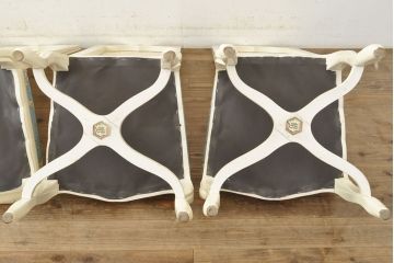 中古　フランス高級輸入家具　爽やかな色合いが美しいラタンバックチェア4脚セット(ダイニングチェア、椅子)(1脚定価 約12万円)(R-052719)