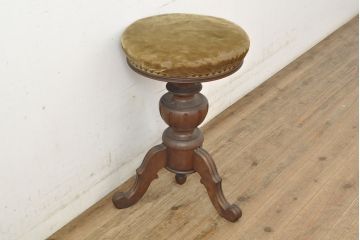 和製アンティーク　大正ロマン　ナラ材　重厚感のある凝ったつくりが魅力的なスツール(丸椅子、回転椅子、イス)(R-052721)