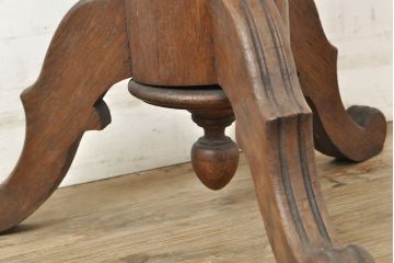 和製アンティーク　大正ロマン　ナラ材　重厚感のある凝ったつくりが魅力的なスツール(丸椅子、回転椅子、イス)(R-052721)