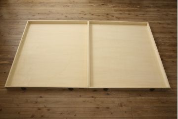 中古　特注品　両面引き出し　珍しいデザインとサイズ感が魅力的な特大作業台(引き出し、店舗什器)(R-052726)