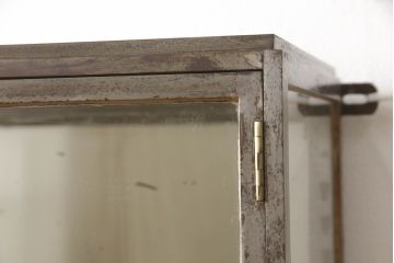 フランスアンティーク　インダストリアル　メタルフレームが無骨でかっこいいガラスケース(ショーケース、収納棚、飾り棚、キャビネット)(R-052731)