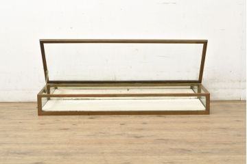 フランスアンティーク　直線的なフォルムがスタイリッシュなガラス卓上ショーケース(ガラスケース、店舗什器)(R-052734)