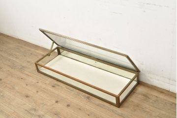 フランスアンティーク　直線的なフォルムがスタイリッシュなガラス卓上ショーケース(ガラスケース、店舗什器)(R-052734)