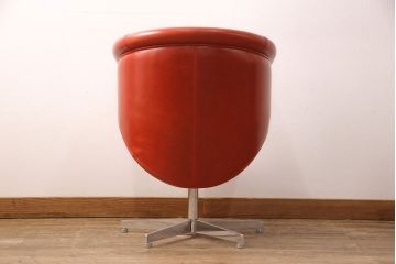 中古　極美品　上質　MASCHERONI(マスケローニ)　艶やかな本革が高級感漂うパーソナルチェア(定価約80万円)(アームチェア、回転チェア、ラウンジチェア)(R-052745)