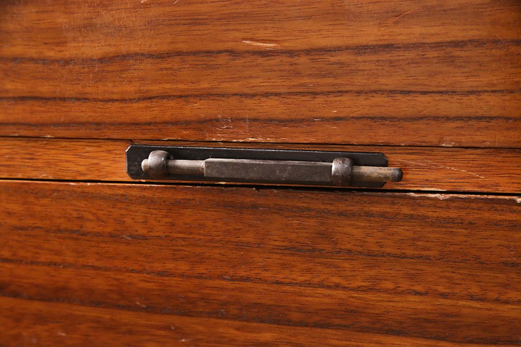 和製アンティーク　美品　上手物　総桐材　漆がきれいな観音開き時代箪笥(収納箪笥、桐箪笥、桐たんす、重ねタンス、引き出し)(R-052749)