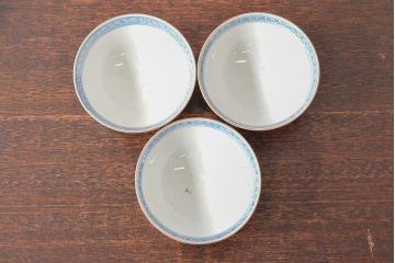 明治期　伊万里焼　色絵染付　蓋茶碗3客(和食器)(R-052755)