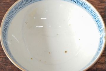 明治期　伊万里焼　色絵染付　蓋茶碗3客(和食器)(R-052756)