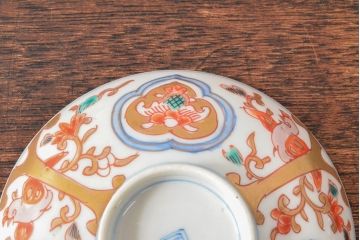 明治期　伊万里焼　色絵染付　蓋茶碗3客(和食器)(R-052758)