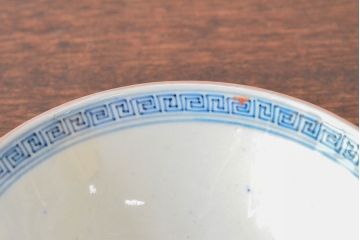 明治期　伊万里焼　色絵染付　蓋茶碗3客(和食器)(R-052758)
