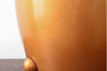 明治〜大正　色の綺麗な三足真鍮火鉢(唐金、手あぶり、火箸付)(R-052759)