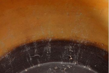 明治〜大正　色の綺麗な三足真鍮火鉢(唐金、手あぶり、火箸付)(R-052759)
