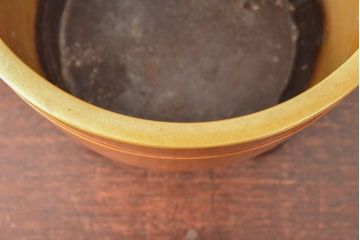 明治〜大正　色の綺麗な三足真鍮火鉢(唐金、手あぶり、火箸付)(R-052759)