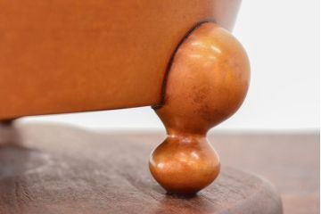 明治〜大正　色の綺麗な三足真鍮火鉢(唐金、手あぶり、火箸付)(R-052759)