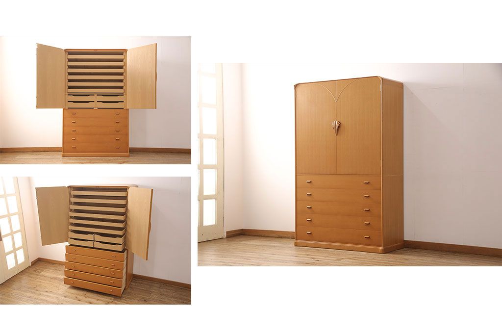 中古　超美品　松創(MATSUSO)　洗練された佇まいが目を引く重ねタンス(定価約240万円)(引き出し、和箪笥、整理タンス)(R-052761)