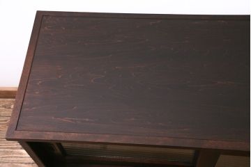 中古　リメイク　北海道民芸　モールガラスがアクセントになったローボード(テレビ台、収納棚、サイドボード)(R-052762)