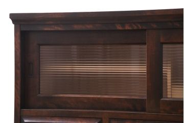 中古　リメイク　北海道民芸　モールガラスがアクセントになったローボード(テレビ台、収納棚、サイドボード)(R-052762)