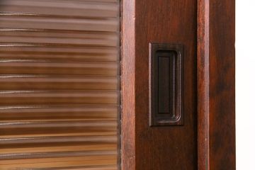 中古　リメイク　北海道民芸　モールガラスがアクセントになったローボード(テレビ台、収納棚、サイドボード)(R-052762)