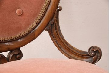 高級品　イギリスアンティーク　マホガニー材　希少サイズ!　キャスター付きで使い勝手もいい子供用チェア(椅子)(R-052764)