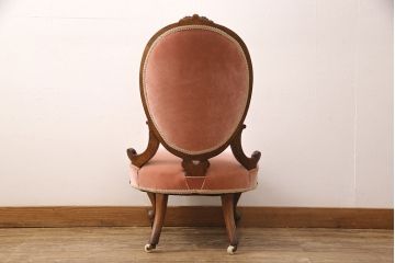 高級品　イギリスアンティーク　マホガニー材　希少サイズ!　キャスター付きで使い勝手もいい子供用チェア(椅子)(R-052764)