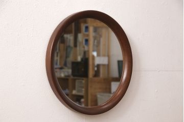 和製ビンテージ　秋田木工　シンプルで使い勝手抜群のミラー(鏡、ヴィンテージ)(R-052768)